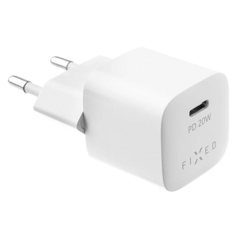 FIXED Mini charger with USB-C output and PD support, 20W, white FIXC20M-C-WH
