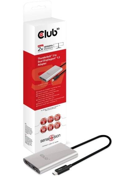 Club 3D Thunderbolt™ 3 to Dual DisplayPort™ 1.2 4K60Hz UHD Adapter