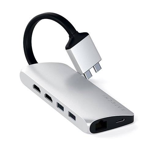 Satechi USB-C Dual Multimedia adapter - Silver Aluminium