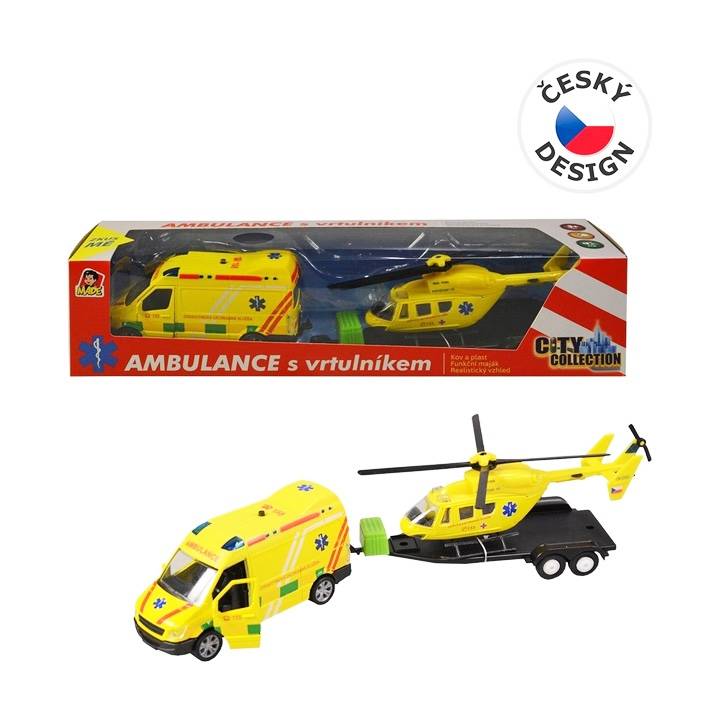 Ambulancia a vrtuľník, svetlo zvuk