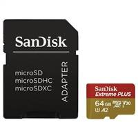 Karta SanDisk micro SDXC 64GB Extreme PLUS (200 MB/s Class 10, UHS-I U3 V30) + adaptér