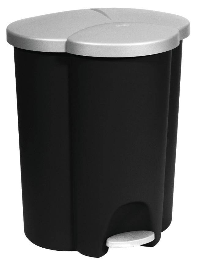 Kôš Curver® TRIO PEDAL BIN, 40L, 39,4x47,8x59,2 cm, čierny/sivý, na odpadky