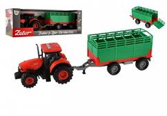 Traktor Zetor s vlekom plast 36cm na zotrvačník na bat. so svetlom so zvukom v krabici 39x13x13cm