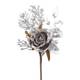 Vetvička MagicHome Vianoce, s ružou, sivá, 26 cm