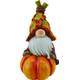 Dekorácia MagicHome Nature, Trpaslík na tekvici, polyresin, 10,3x11,5x18,5 cm