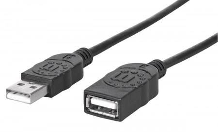 MANHATTAN Kabel USB 2.0 prodlužovací A Male / A Female 1,8m černý, 338653