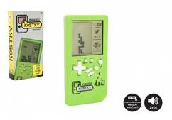 Digitálna hra Padajúce kocky hlavolam plast 7x14cm zelená na batérie so zvukom v krabičke 7,5x14,5