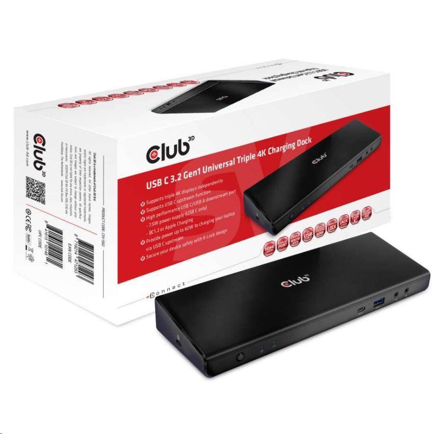 Club3D USB C 3.2 Gen1 Universal Triple 4K Charging Dock CSV-1562