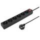 PREMIUMCORD Predlžovací kábel 230V 5m 6 zásuviek + vypínač, čierny