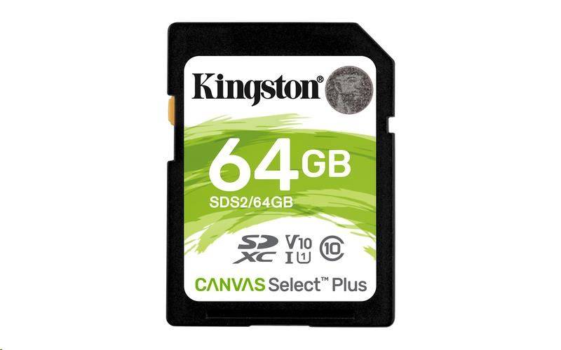 Kingston Canvas SeIect Plus Secure Digital SDXC UHS-I 64GB | Class 10, rýchlosť 100MB/s (SDS2/64GB)